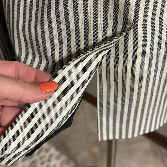 EVEREVE Tisbury stripe one button blazer blk white NWT cotton poly size XS